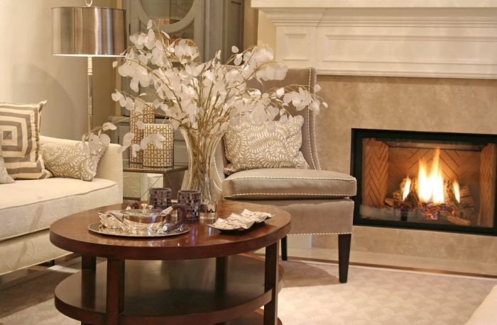 cozy living room with fireplace